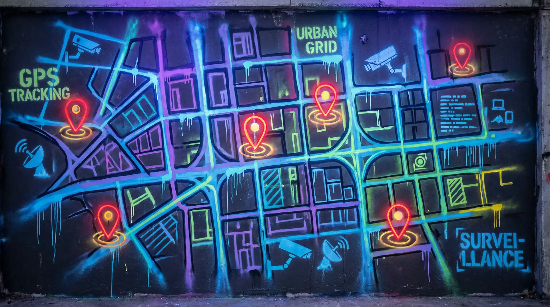 巴巴在线影院 狗仔追踪地图 - 城市涂鸦风格